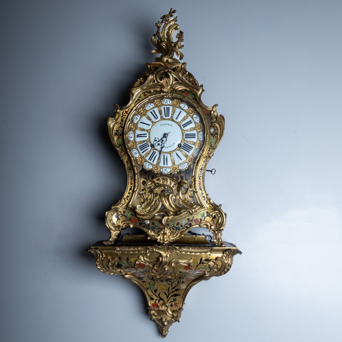 Large Louis XV Clock With Console, Signed Balthazar Lieutaud & Joffroy In Besançon, Mid-19th Century-photo-2