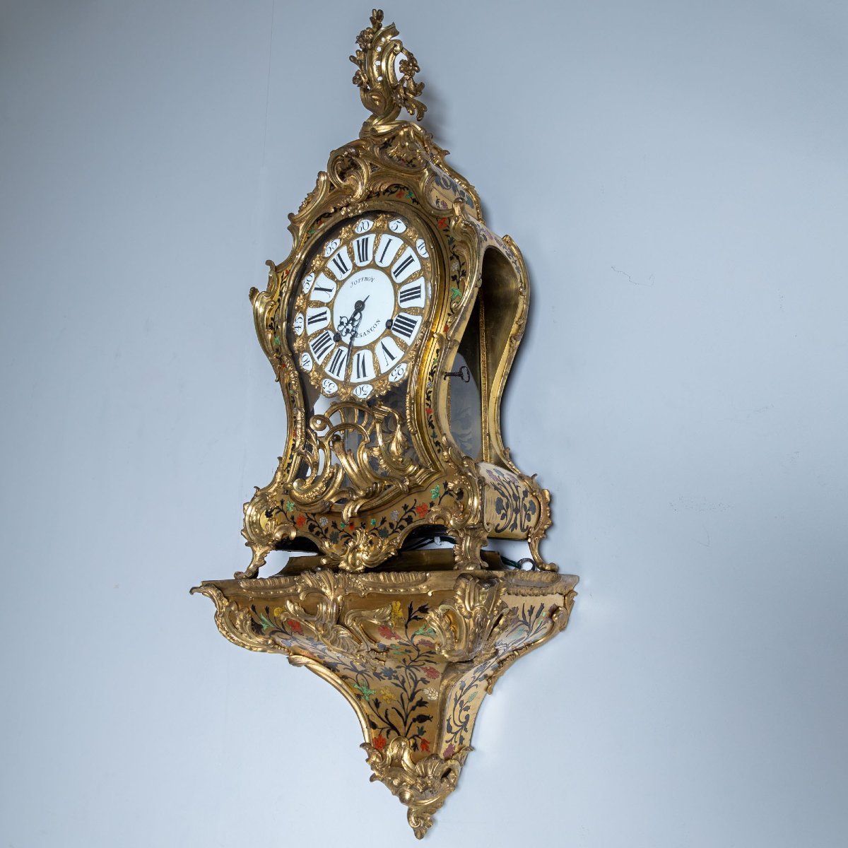 Large Louis XV Clock With Console, Signed Balthazar Lieutaud & Joffroy In Besançon, Mid-19th Century-photo-4