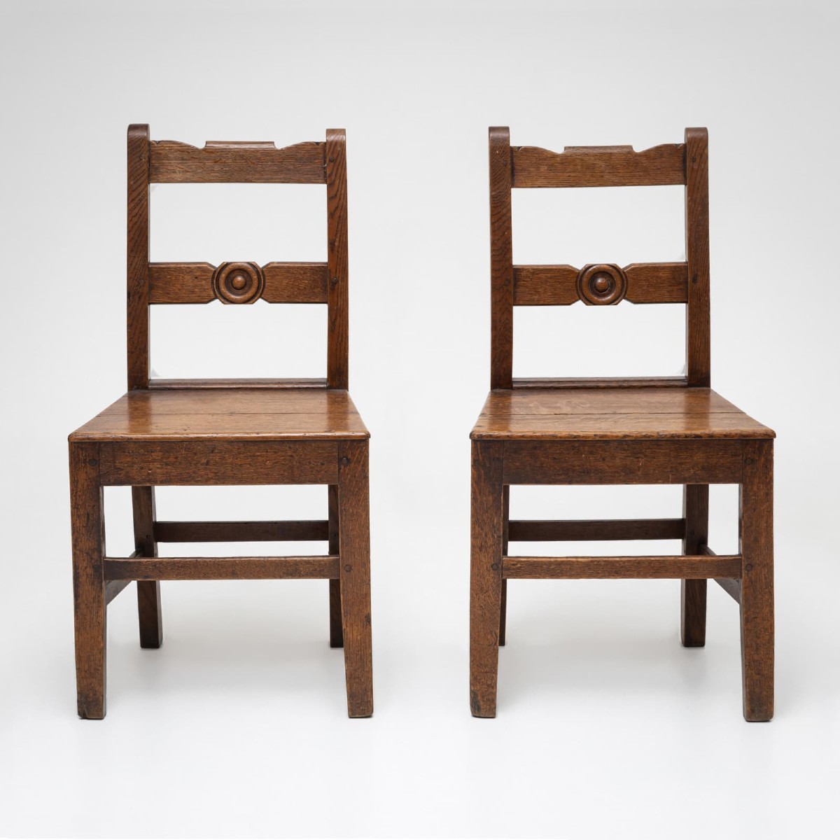 Pair Of Georgian Oak Side Chairs, Late 18th Century