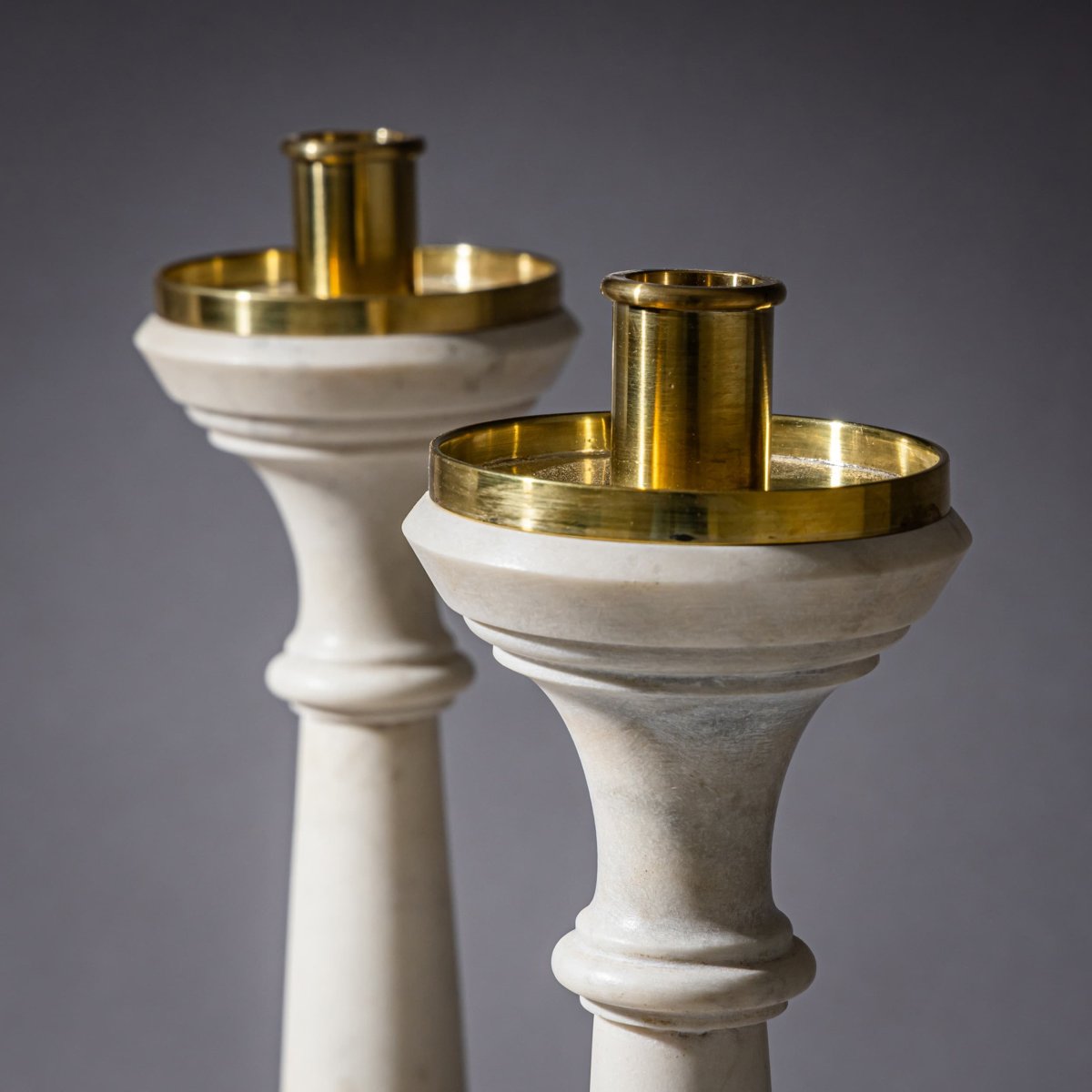 Pair Of Marble Candlesticks, Late 19th Century-photo-2