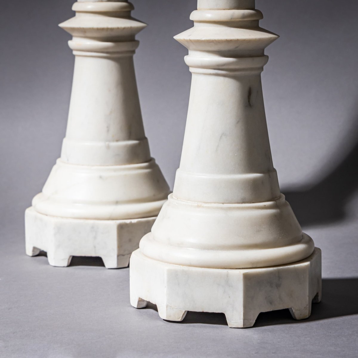 Pair Of Marble Candlesticks, Late 19th Century-photo-3
