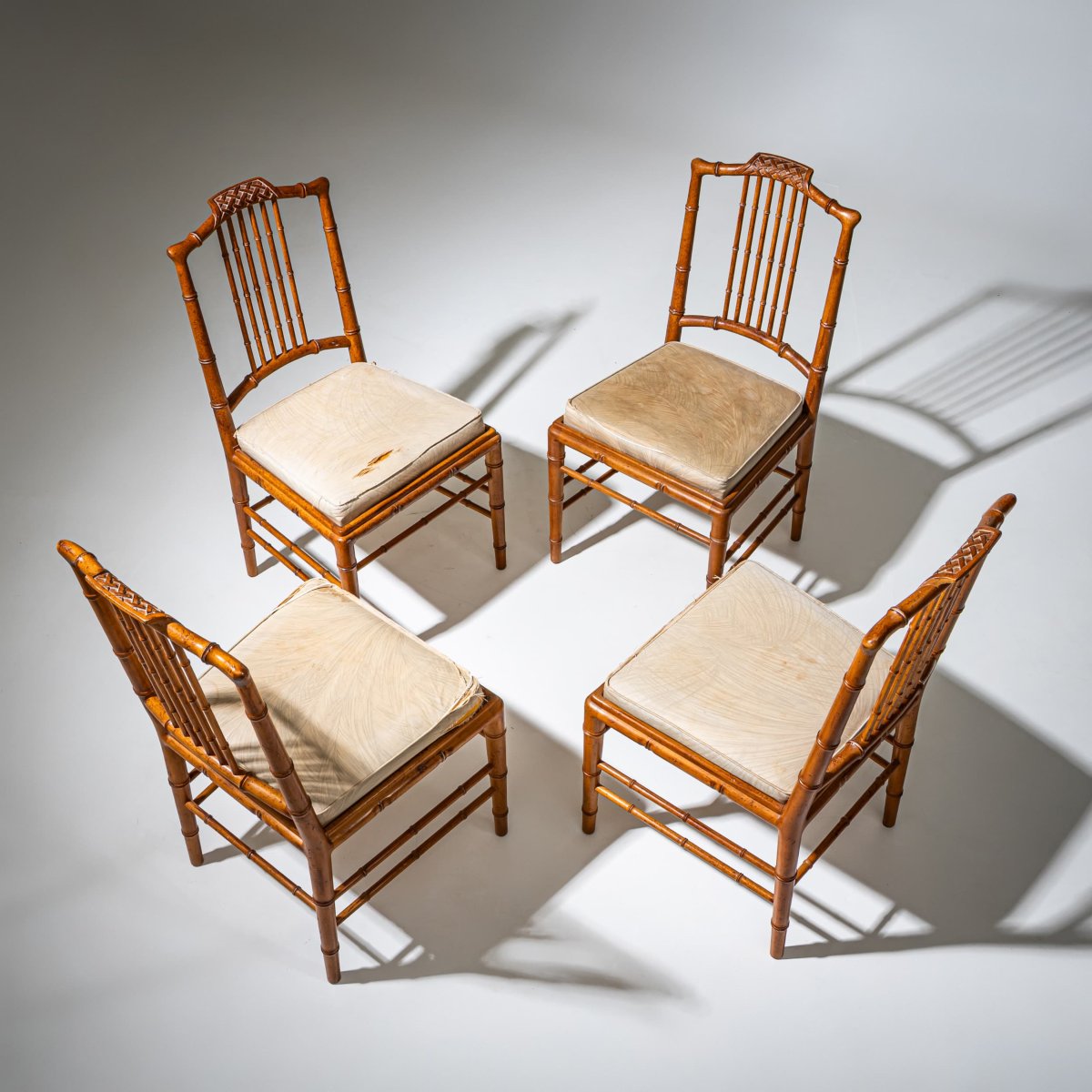 Dining Room Set In Faux Bamboo, Probably France, Mid-20th Century-photo-2