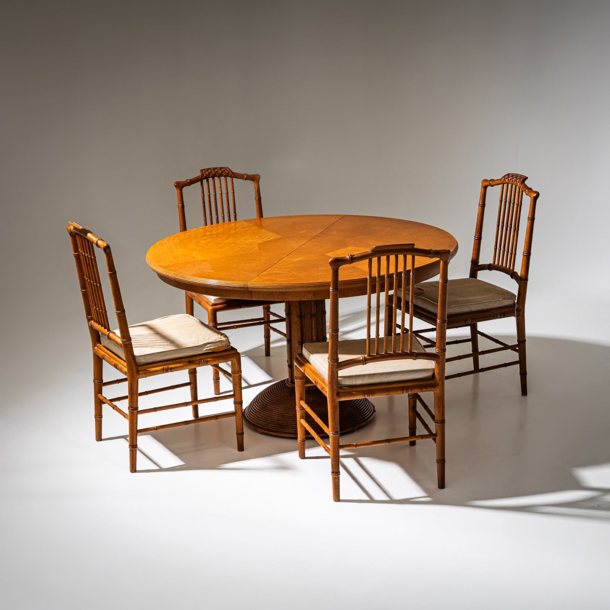 Dining Room Set In Faux Bamboo, Probably France, Mid-20th Century