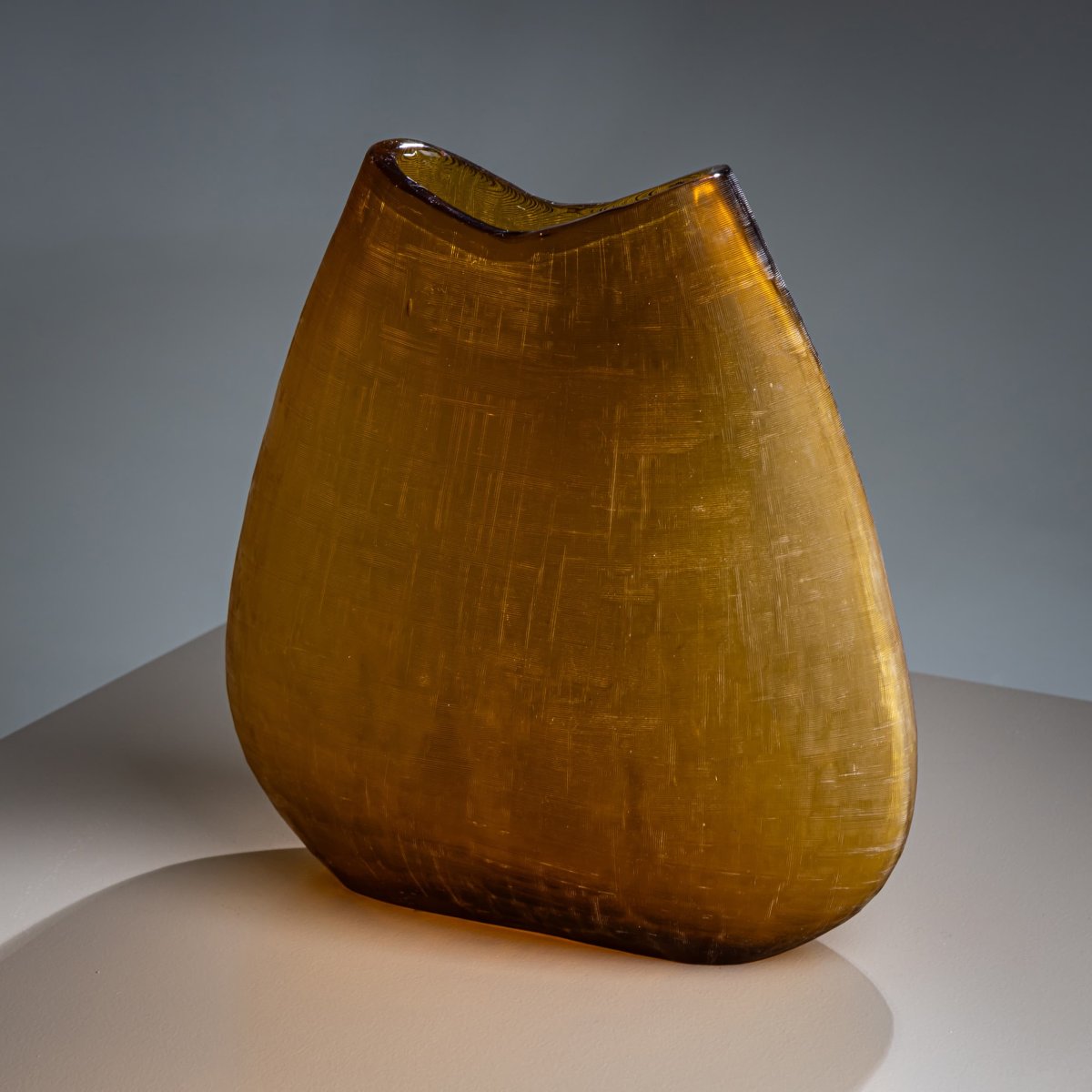 Vase en verre ambré, Italie, années 1960/1970-photo-3