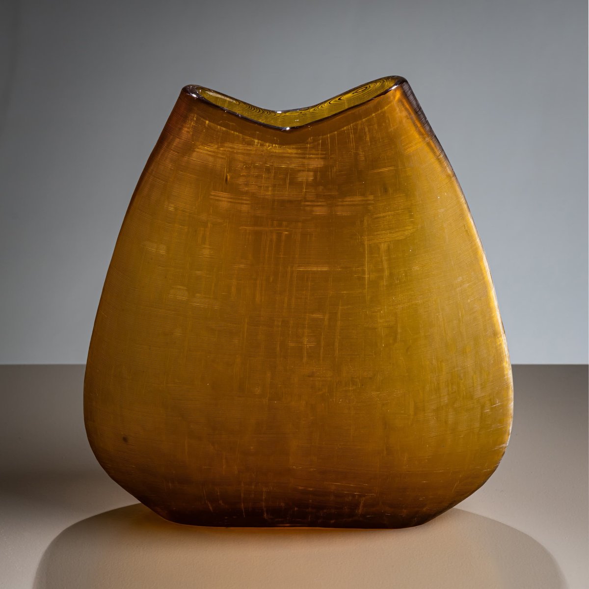 Vase en verre ambré, Italie, années 1960/1970-photo-3