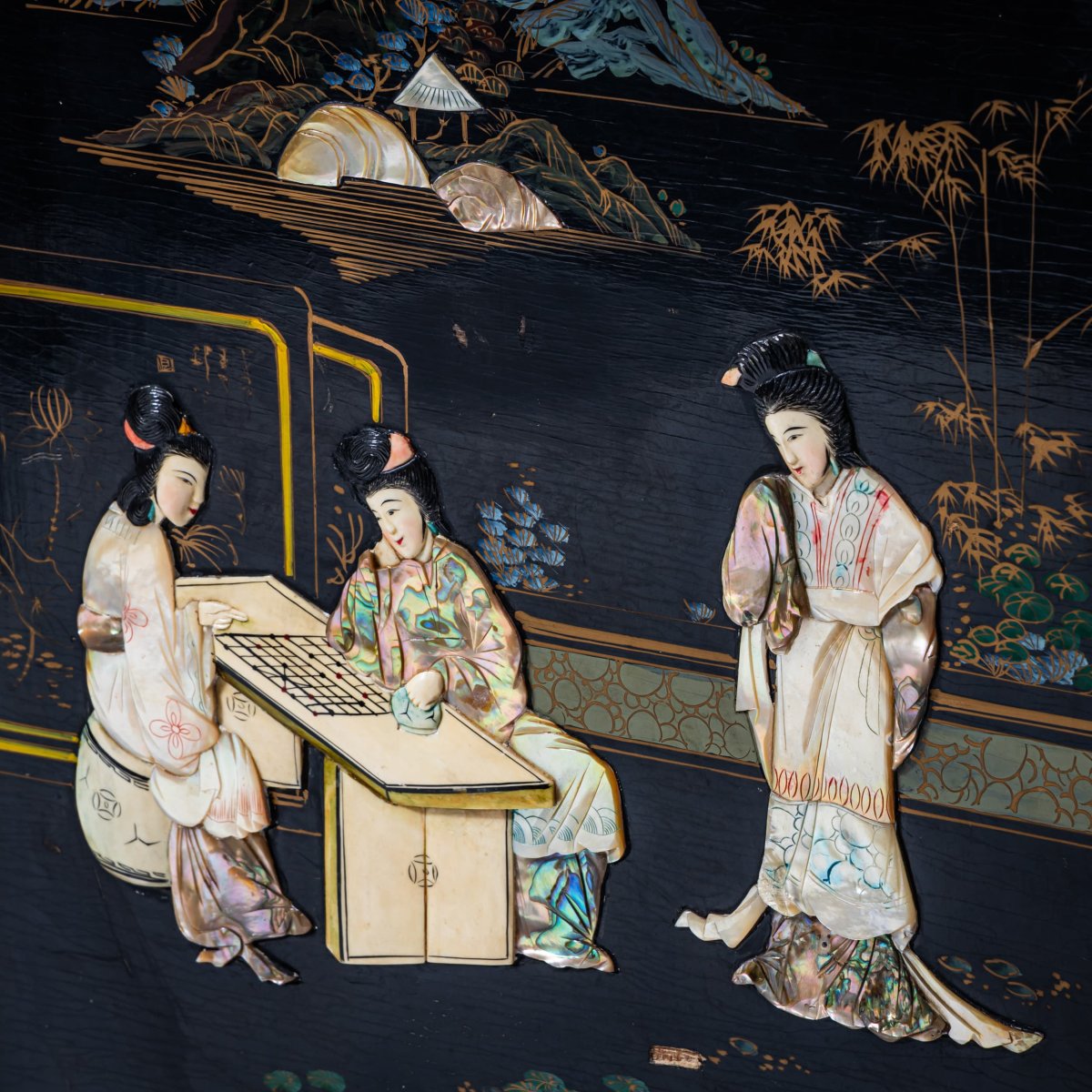 Fauteuil avec décor laqué chinoiserie, probablement début du XXe siècle-photo-4