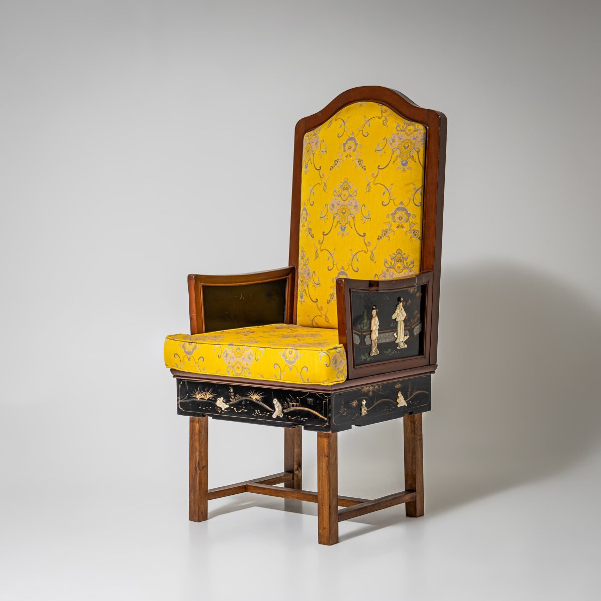 Fauteuil avec décor laqué chinoiserie, probablement début du XXe siècle-photo-5