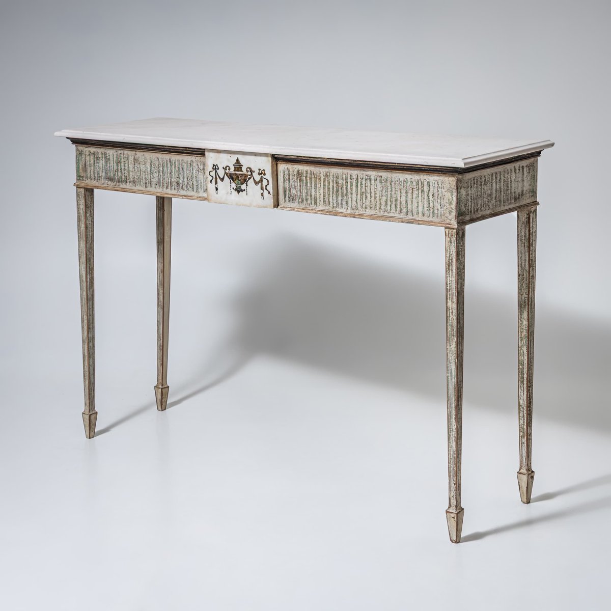 Paire de consoles de style Louis XVI avec plateaux en pierre moulée, XXe siècle-photo-4