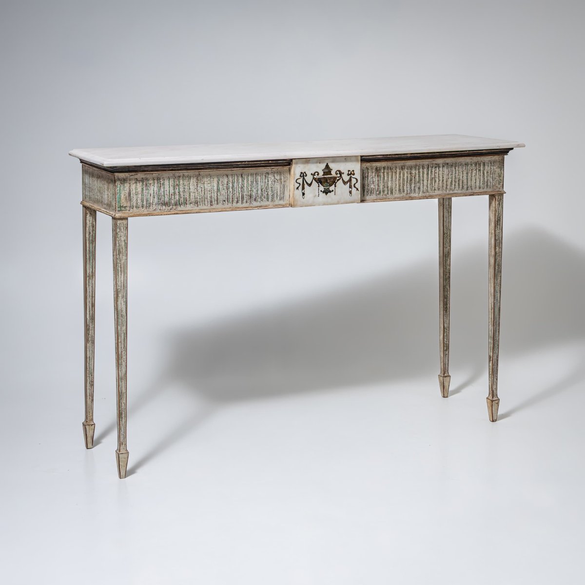 Paire de consoles de style Louis XVI avec plateaux en pierre moulée, XXe siècle-photo-5