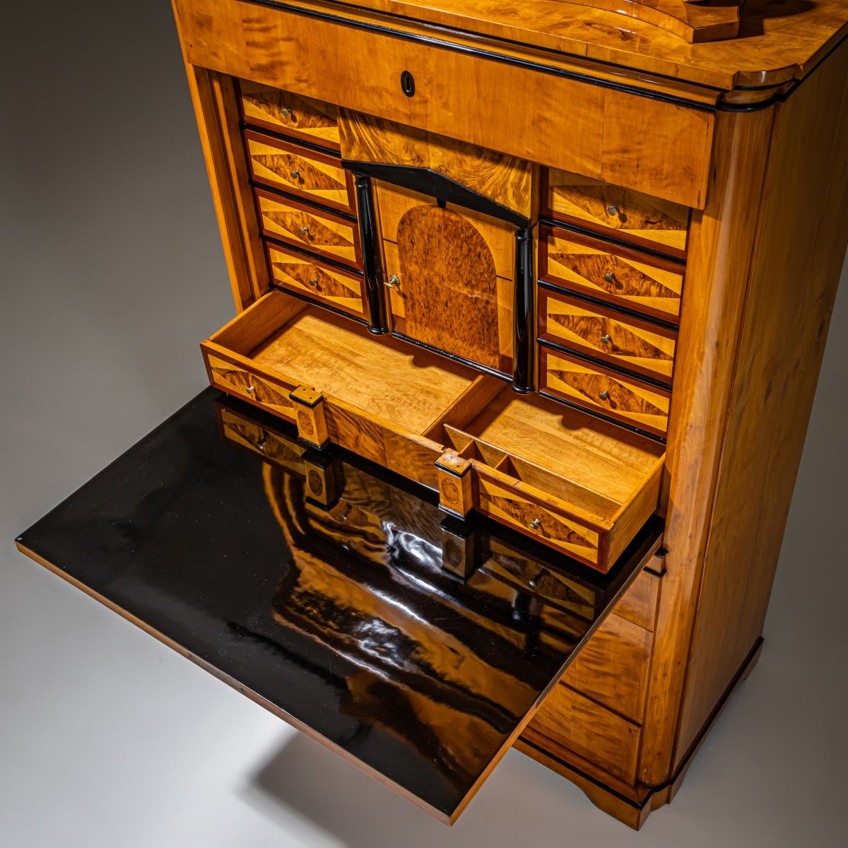 Secrétaire Biedermeier en bouleau, Allemagne, vers 1830-photo-3