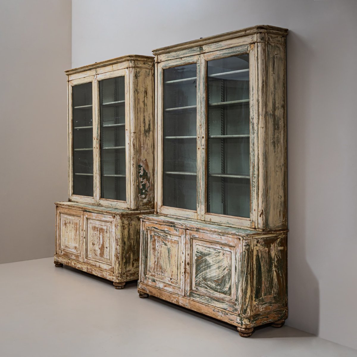 Paire de grandes bibliothèques peintes, Italie, vers 1840-photo-5