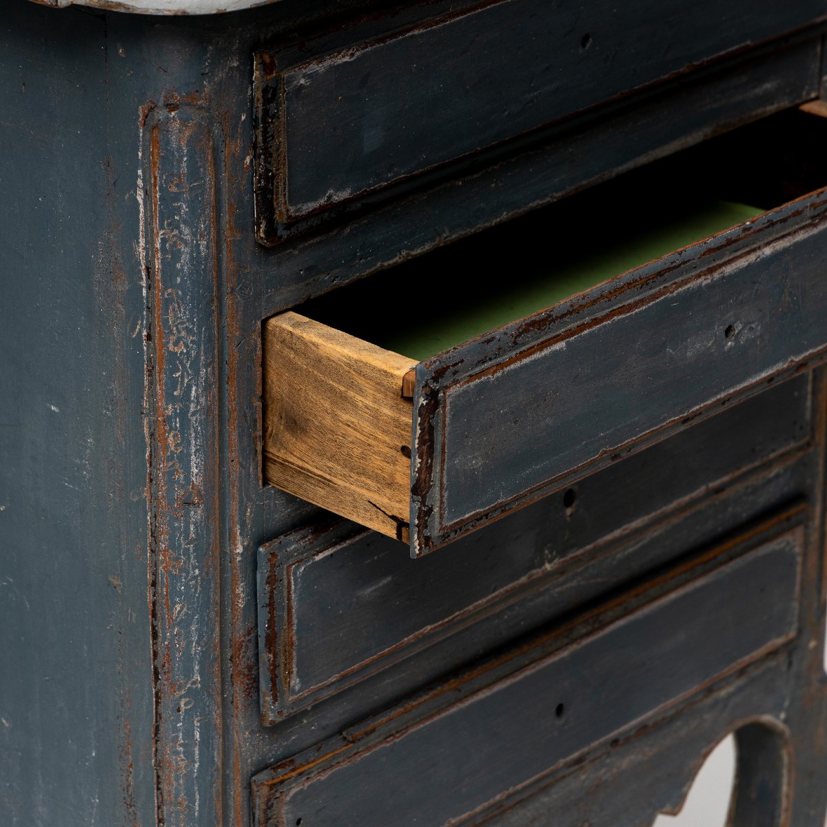 Baroque-style Blue Pine Chest Of Drawers, 19th Century-photo-4