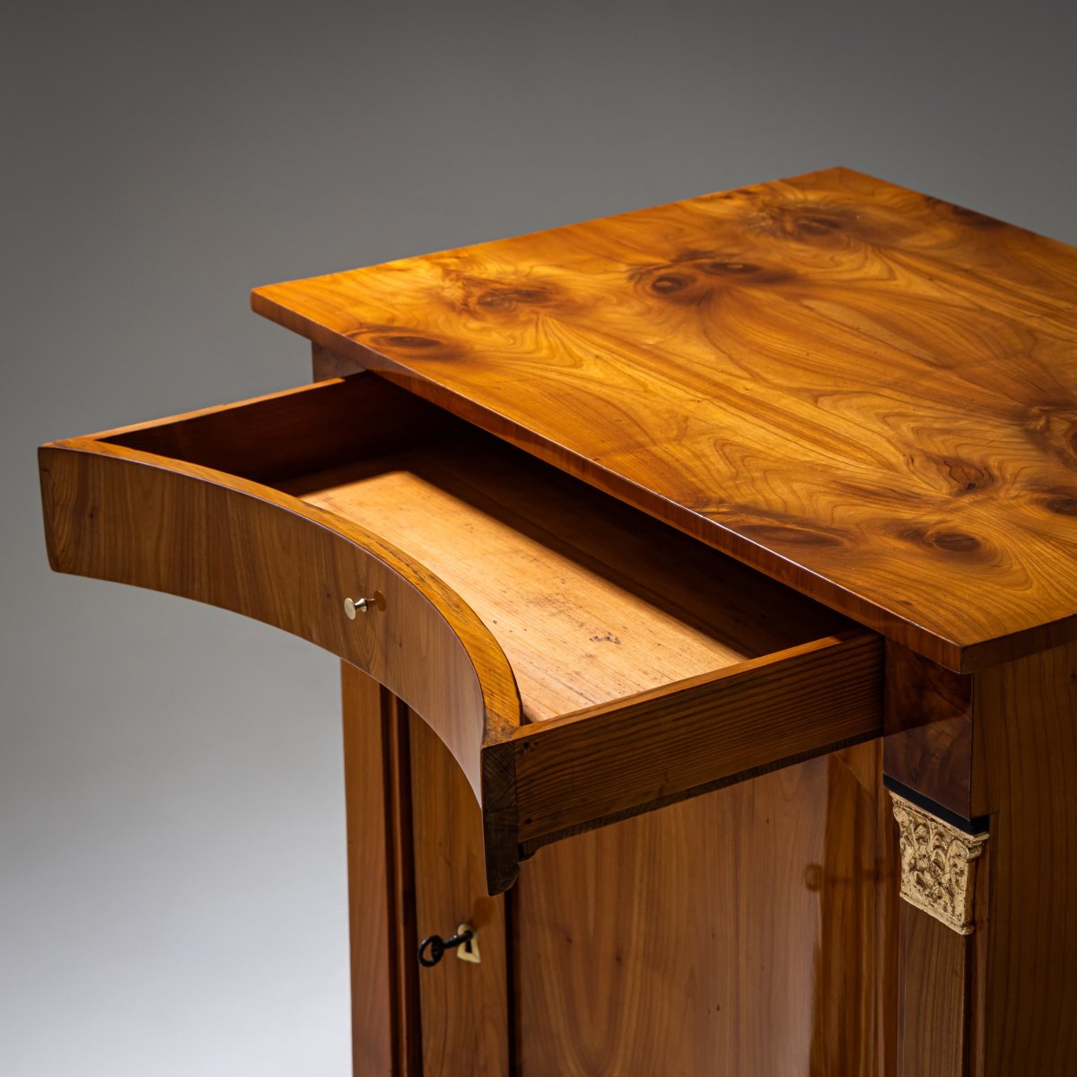 Biedermeier Half-wardrobe With Pilasters, Circa 1820-photo-2