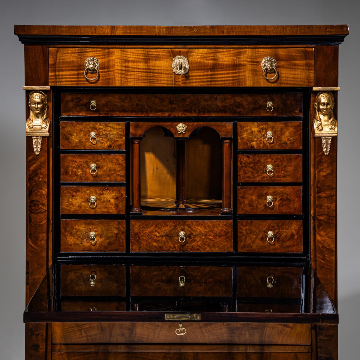 Empire Secretary Desk with Caryatids, Early 19th Century-photo-3