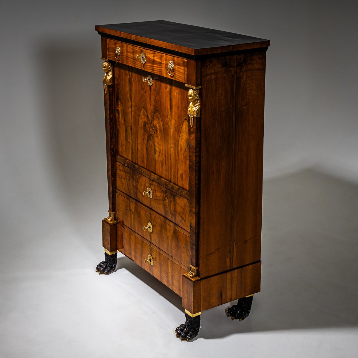 Empire Secretary Desk with Caryatids, Early 19th Century-photo-7