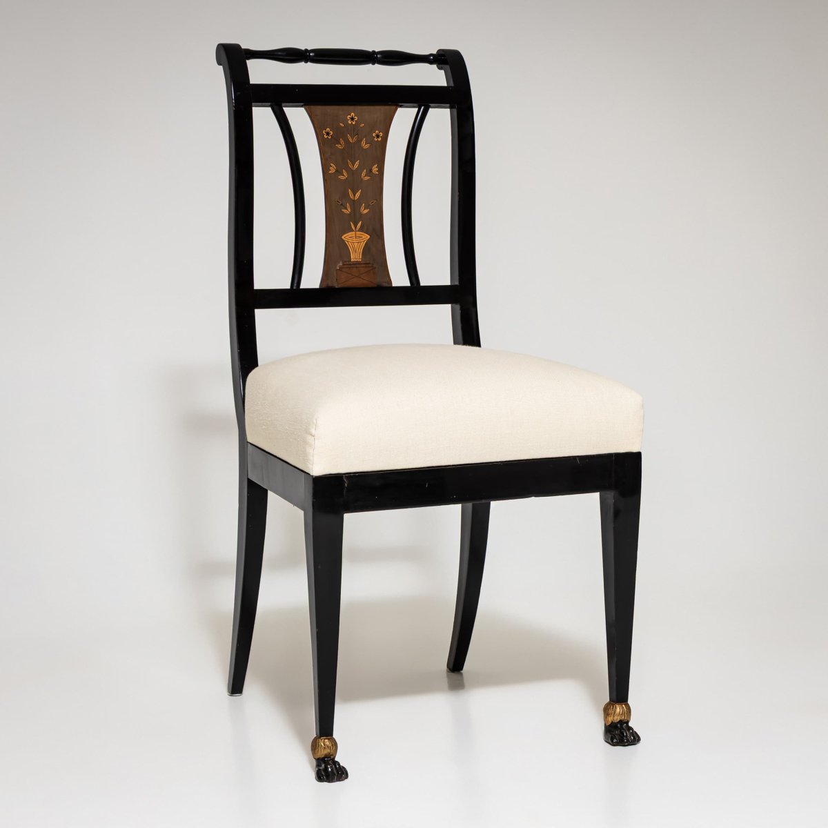Set Of Six Blackened Empire Dining Chairs, Vienna, Circa 1810-photo-5