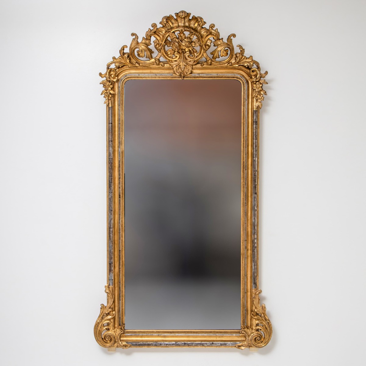 Gilded Louis-philippe Wall Mirror, Late 19th Century