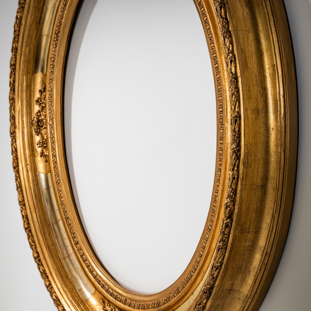 Cadre de miroir ovale en bois doré, XIXe siècle-photo-2