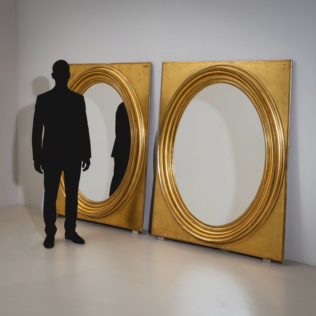 Paire de miroirs monumentaux dorés, seconde moitié du XIXe siècle-photo-1