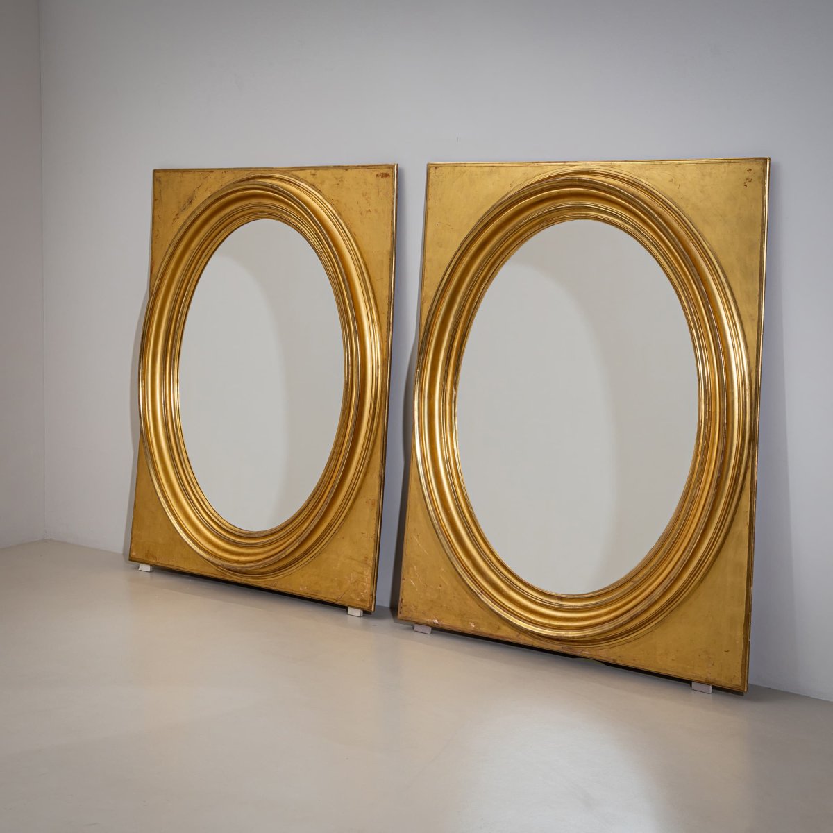 Paire de miroirs monumentaux dorés, seconde moitié du XIXe siècle-photo-2