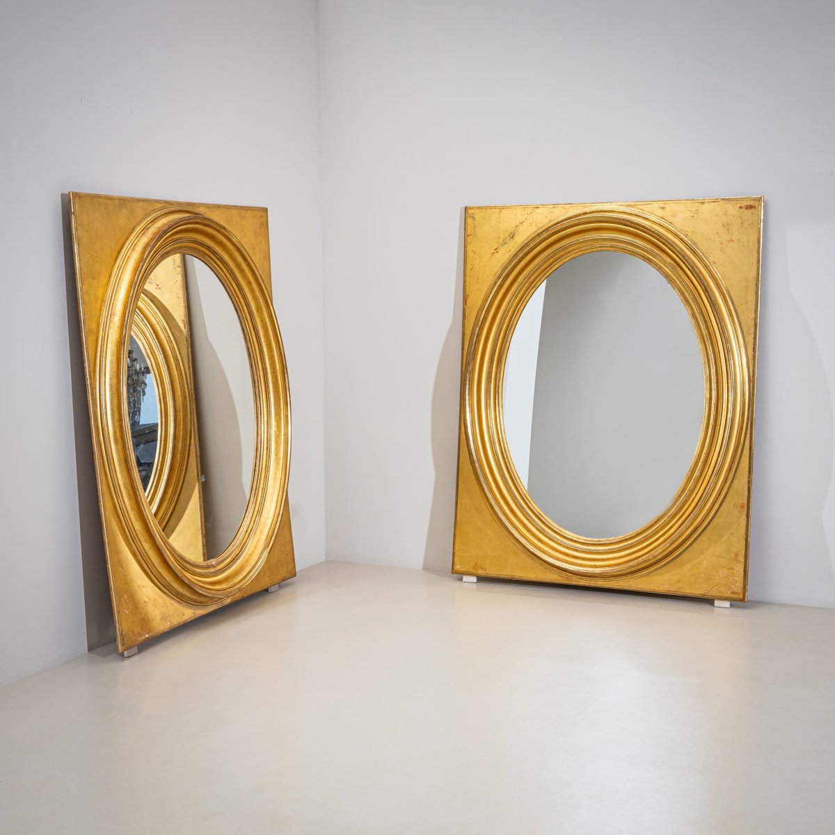 Paire de miroirs monumentaux dorés, seconde moitié du XIXe siècle-photo-3