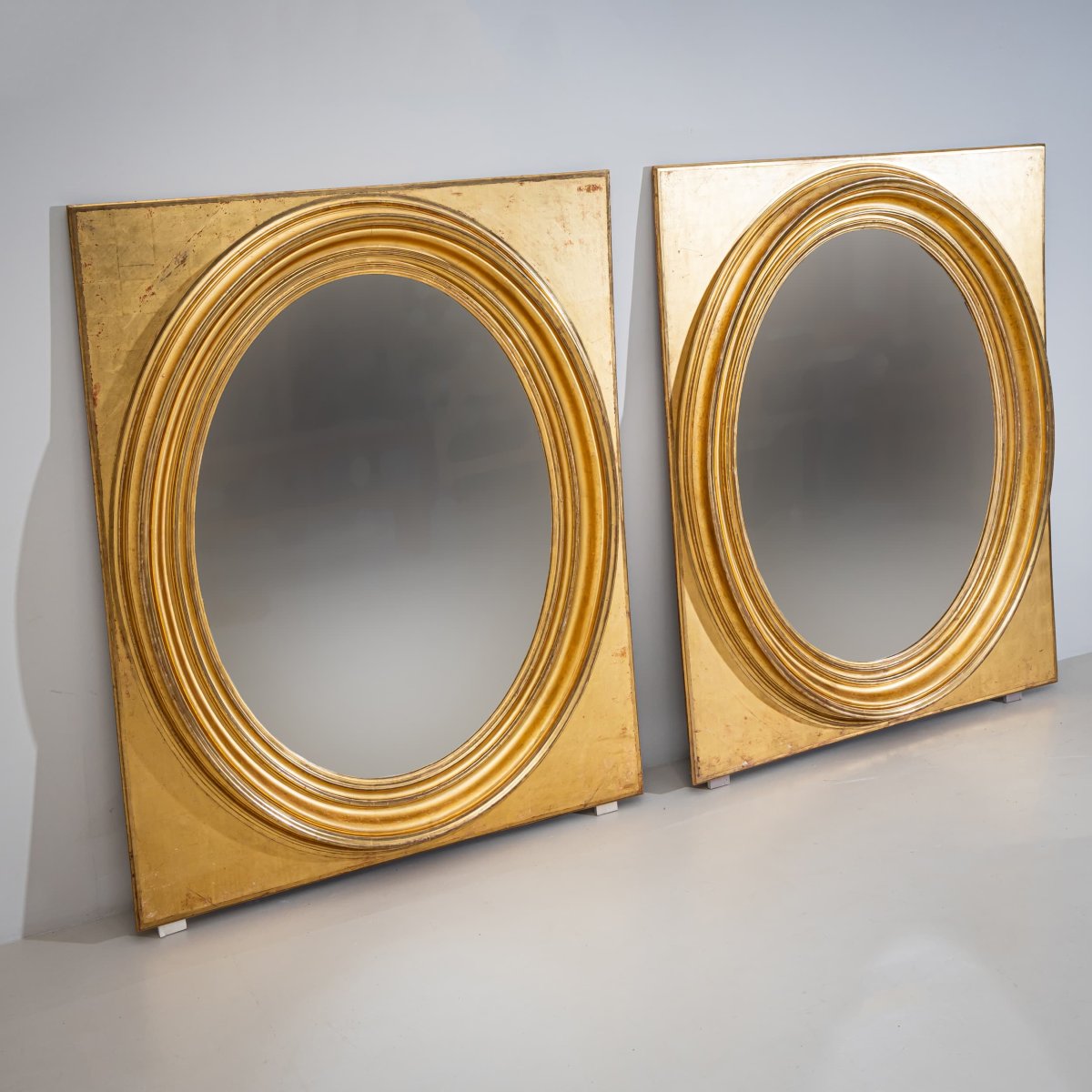 Paire de miroirs monumentaux dorés, seconde moitié du XIXe siècle-photo-5