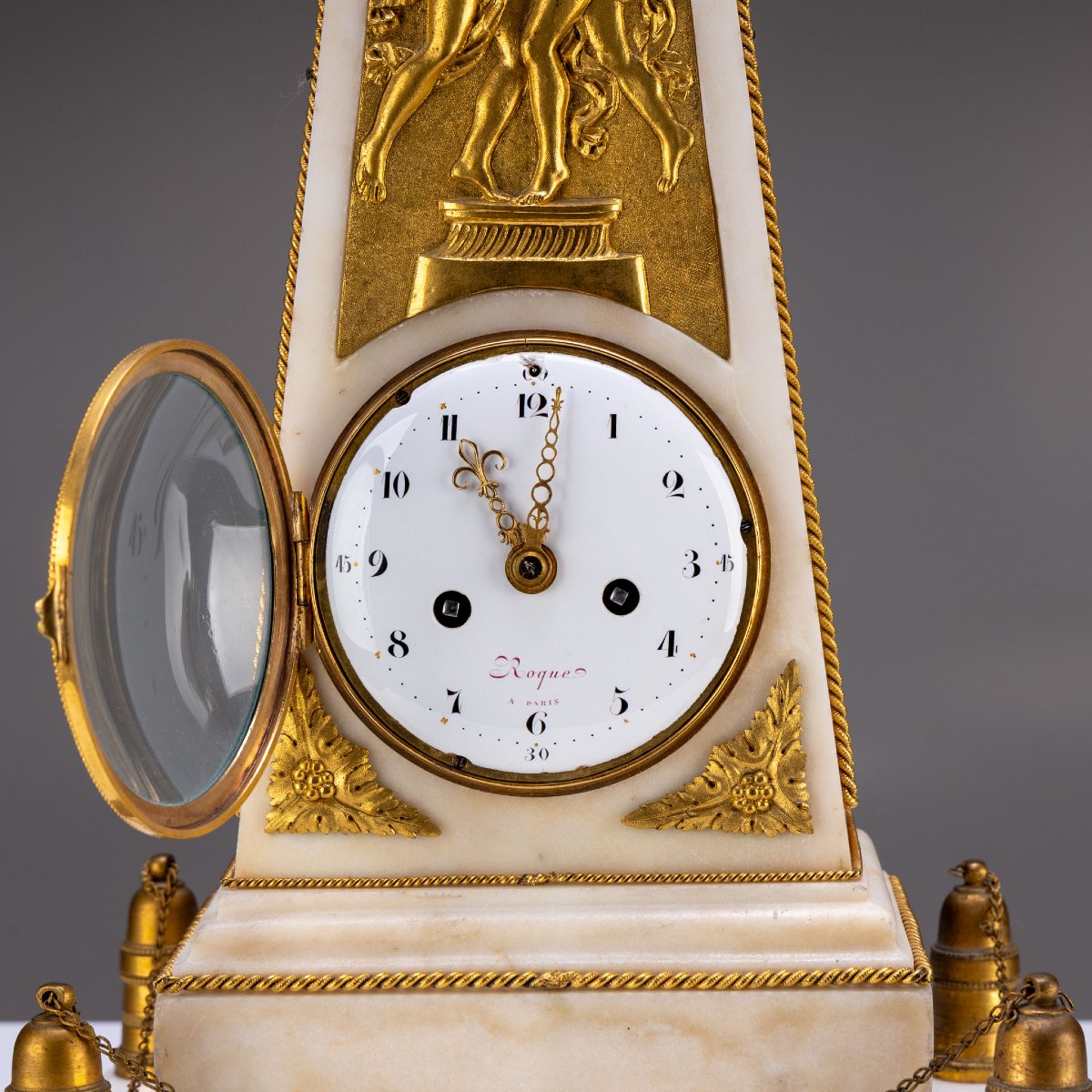 Horloge obélisque Louis XVI, signée Roque à Paris, vers 1780-photo-3