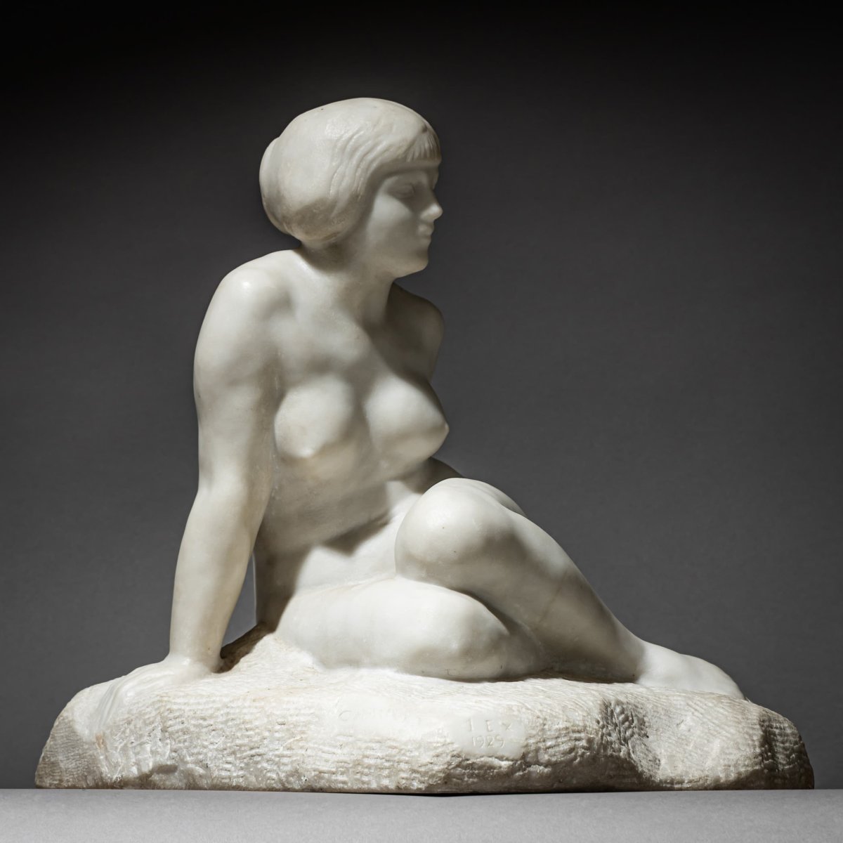 Art Deco Sculpture Depicting A Seated Woman, Signed Chauvet, France, 1920s-photo-5