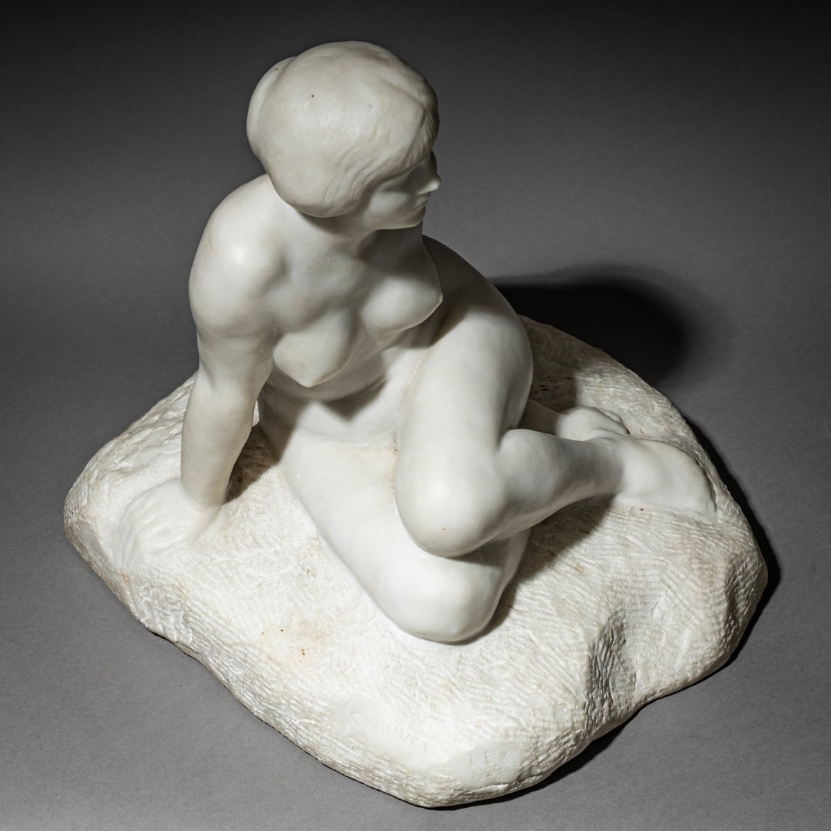 Art Deco Sculpture Depicting A Seated Woman, Signed Chauvet, France, 1920s-photo-6