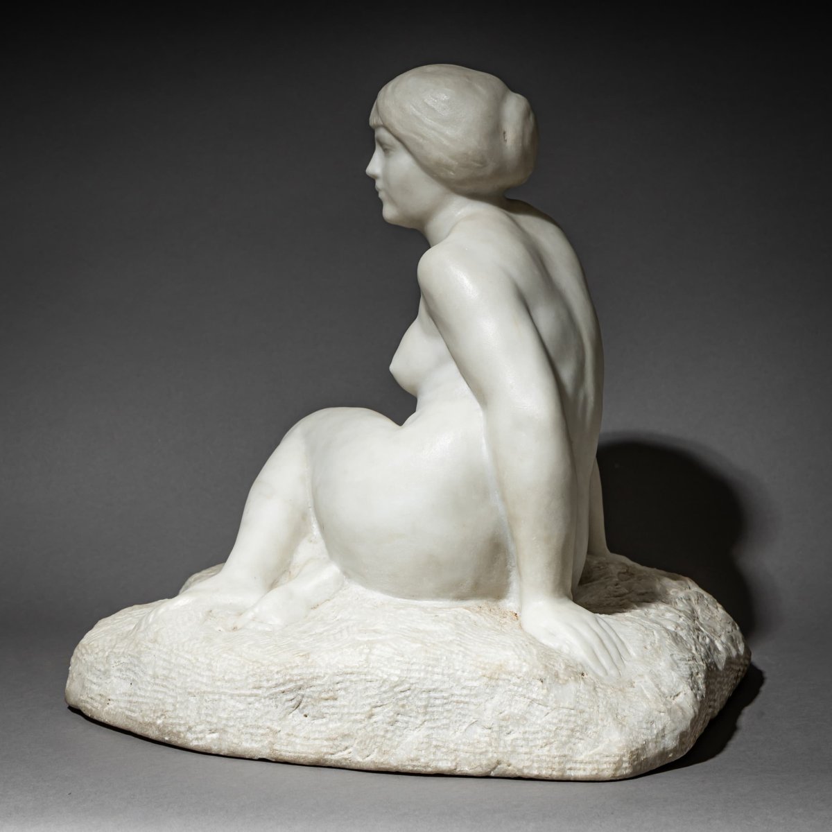 Art Deco Sculpture Depicting A Seated Woman, Signed Chauvet, France, 1920s-photo-8