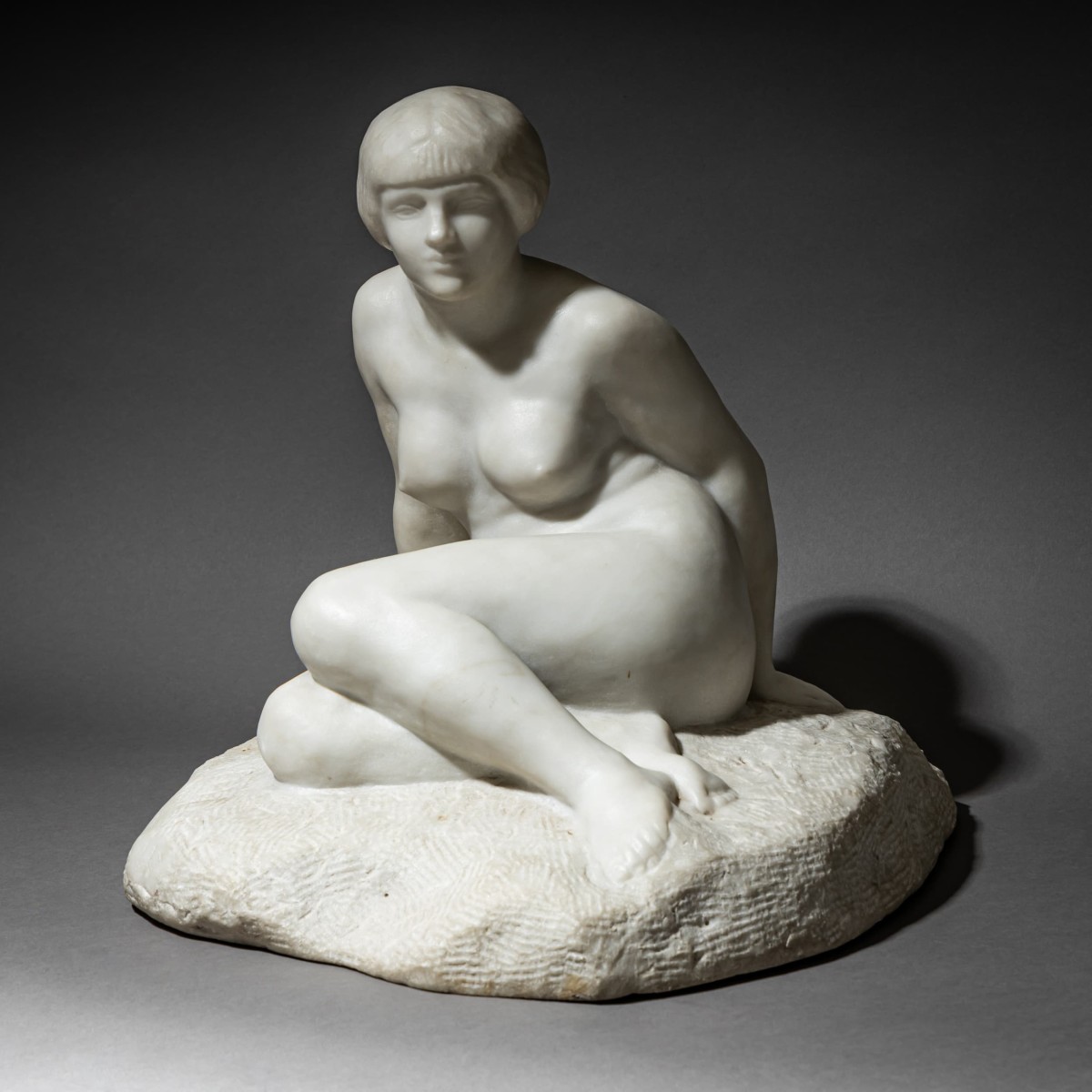 Art Deco Sculpture Depicting A Seated Woman, Signed Chauvet, France, 1920s