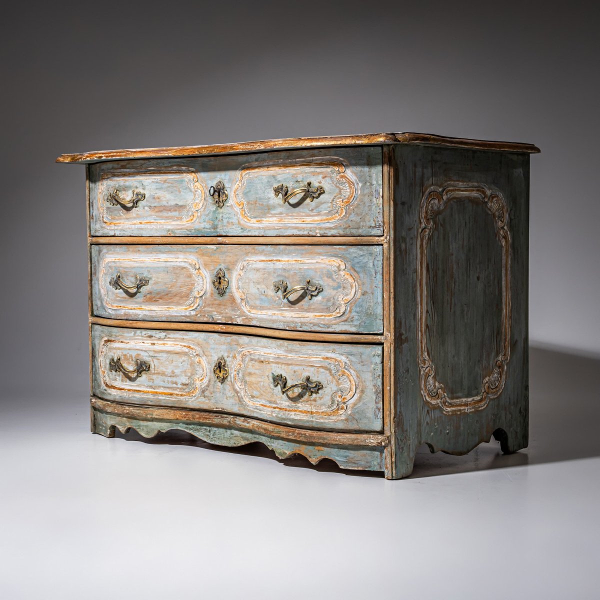 Hand-painted Baroque Chest Of Drawers, Mid-18th Century-photo-3
