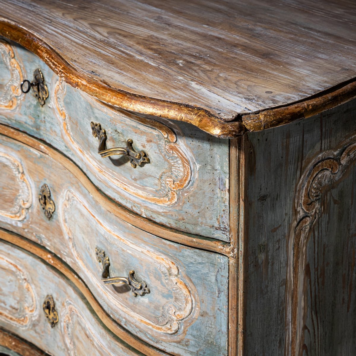 Hand-painted Baroque Chest Of Drawers, Mid-18th Century-photo-1