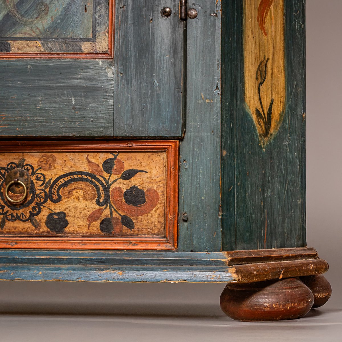 Armoire folklorique peinte à la main, Allemagne du Sud, datée de 1860-photo-7