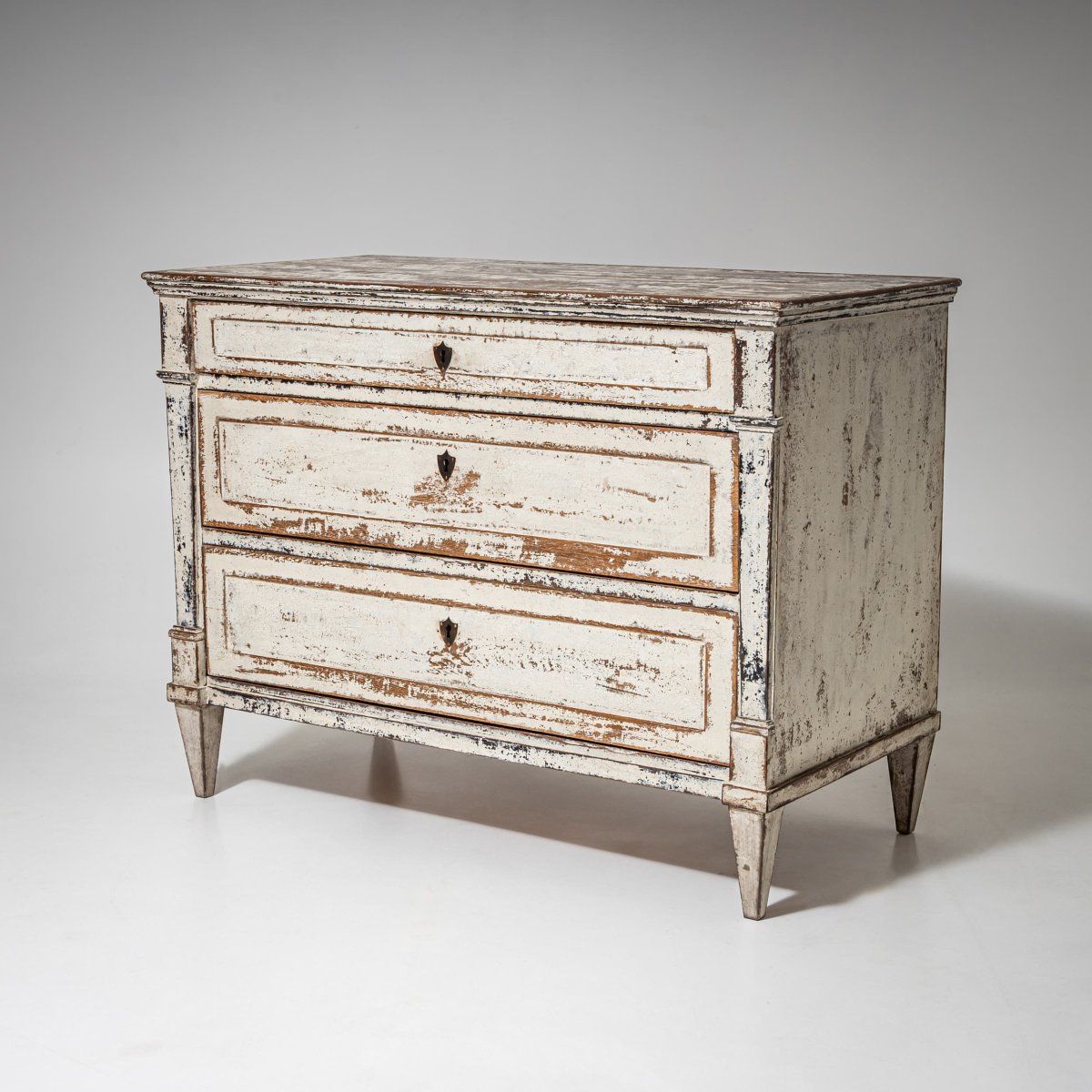 Biedermeier Chest Of Drawers Painted White, Circa 1825-photo-2