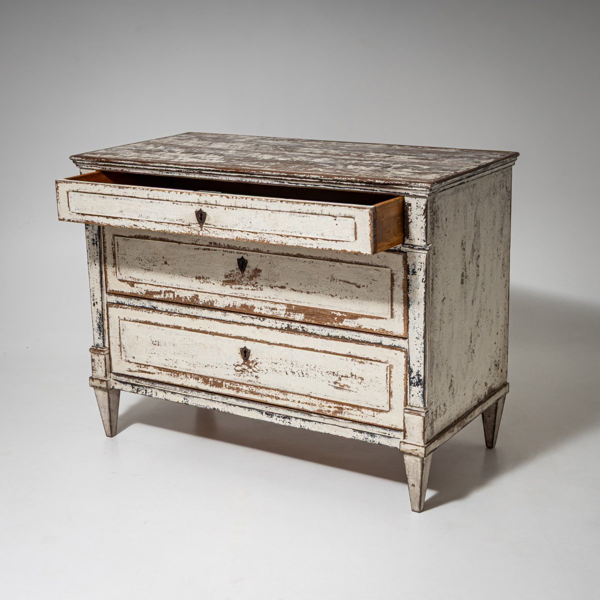 Biedermeier Chest Of Drawers Painted White, Circa 1825-photo-3