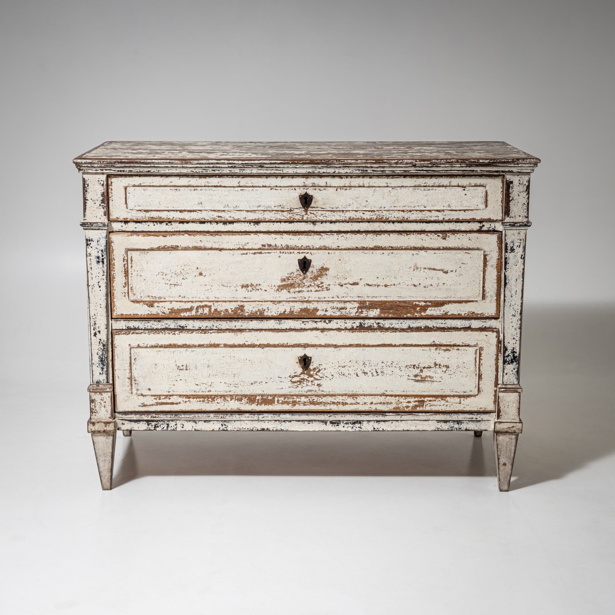Biedermeier Chest Of Drawers Painted White, Circa 1825