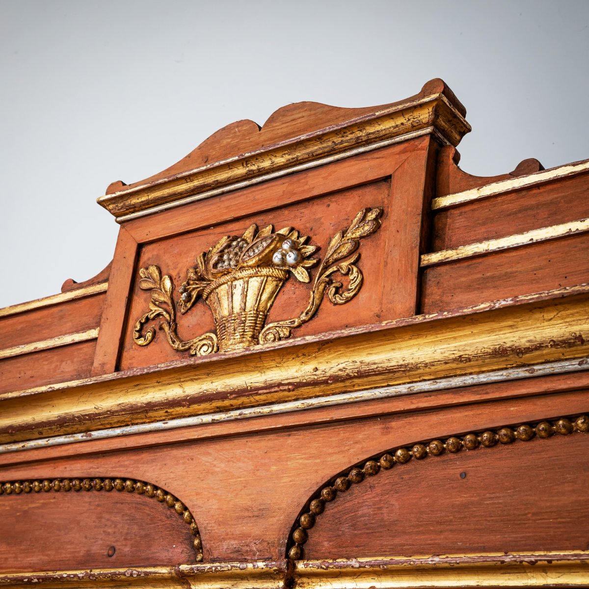 Red Wardrobe From Bremen "sonnenschrank", Northern Germany, Early 19th Century-photo-4