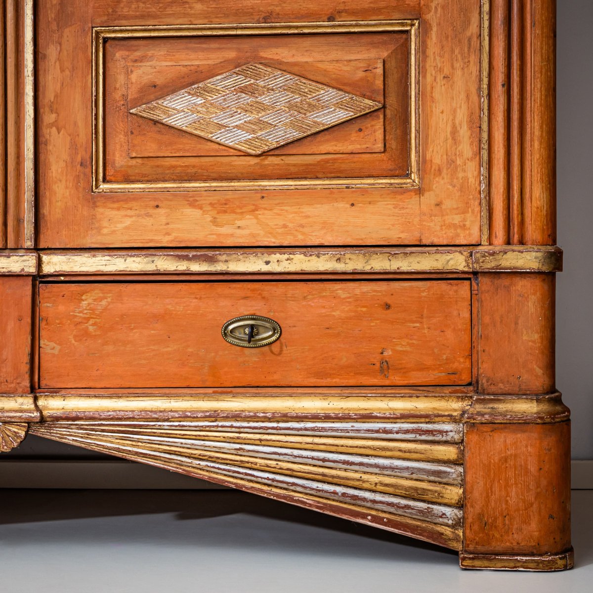 Red Wardrobe From Bremen "sonnenschrank", Northern Germany, Early 19th Century-photo-7