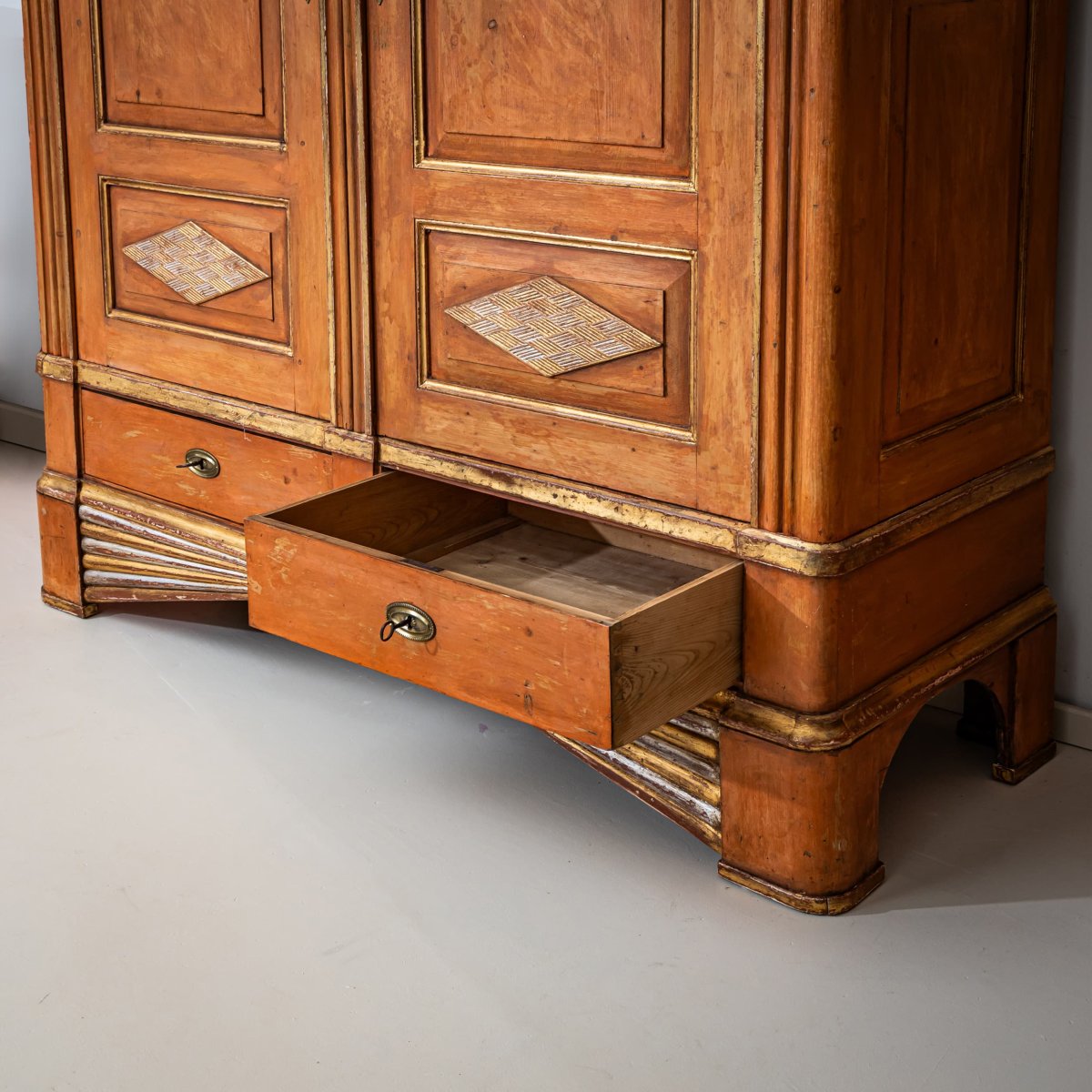Red Wardrobe From Bremen "sonnenschrank", Northern Germany, Early 19th Century-photo-8