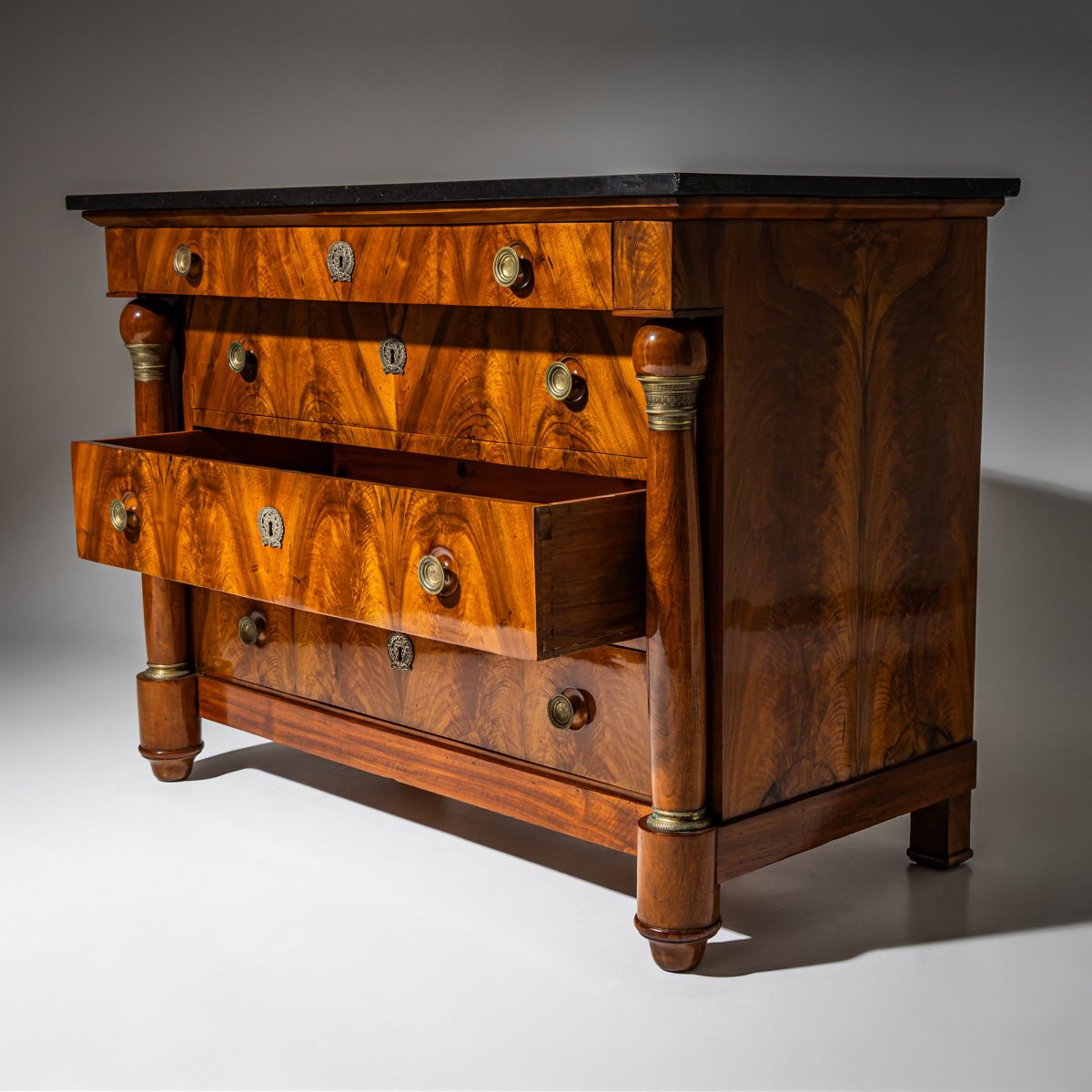 Chest Of Drawers With Black Marble Top, Restoration Period, France, Circa 1830-photo-1