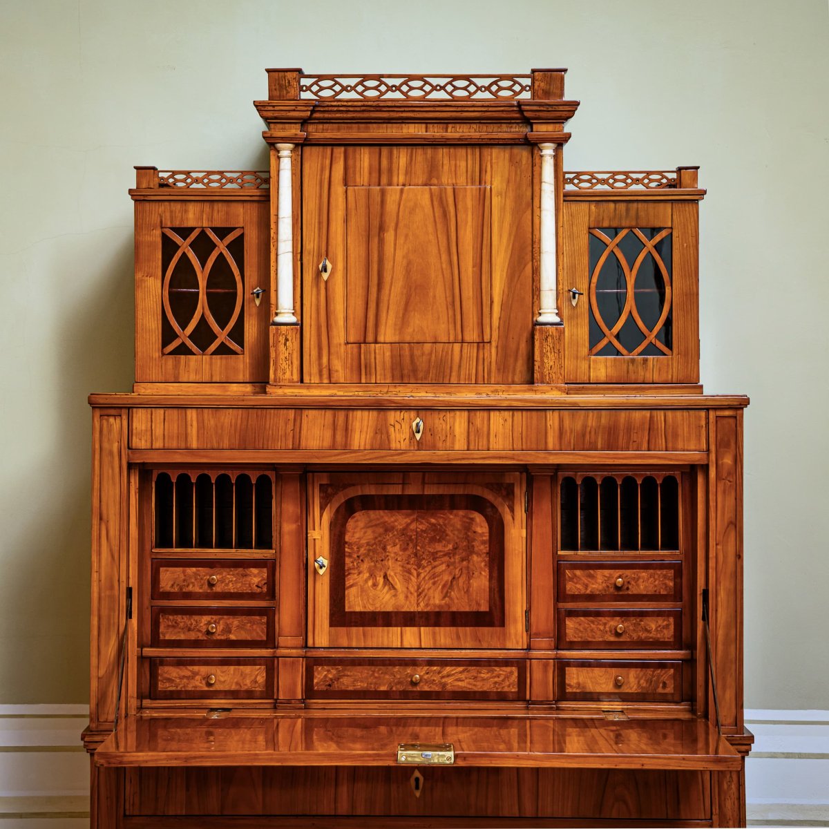 Biedermeier Secretary Desk With Upper Cabinet, Central Germany, Circa 1820-photo-2