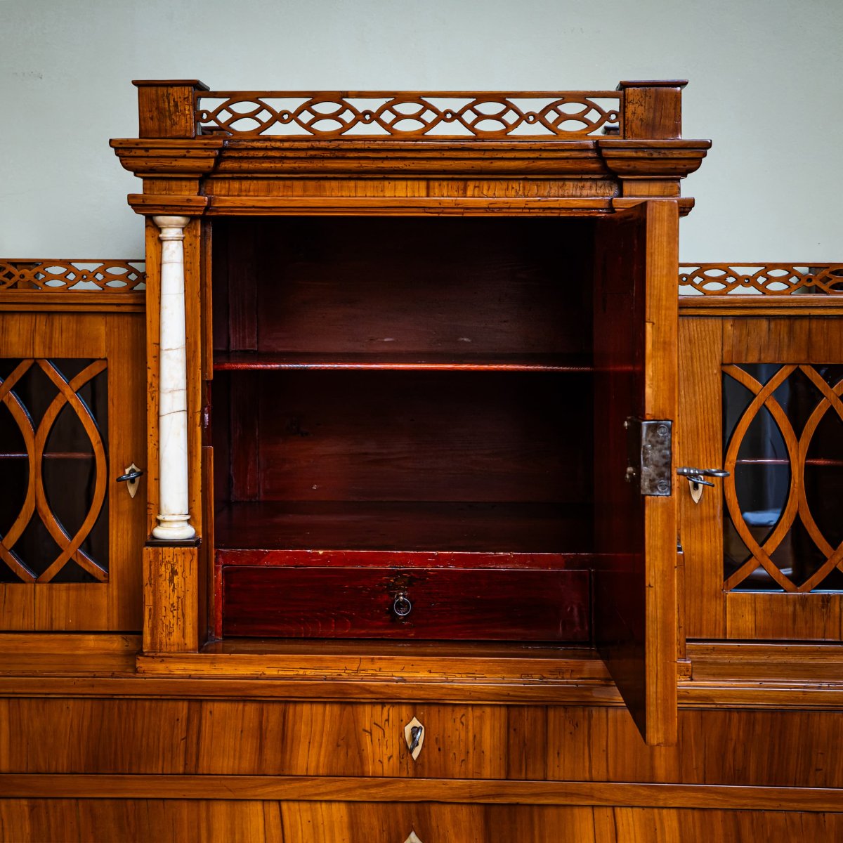 Biedermeier Secretary Desk With Upper Cabinet, Central Germany, Circa 1820-photo-5