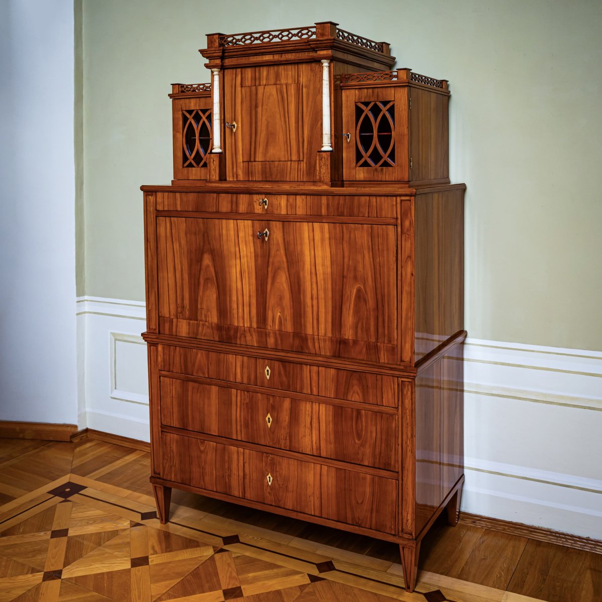 Biedermeier Secretary Desk With Upper Cabinet, Central Germany, Circa 1820-photo-7