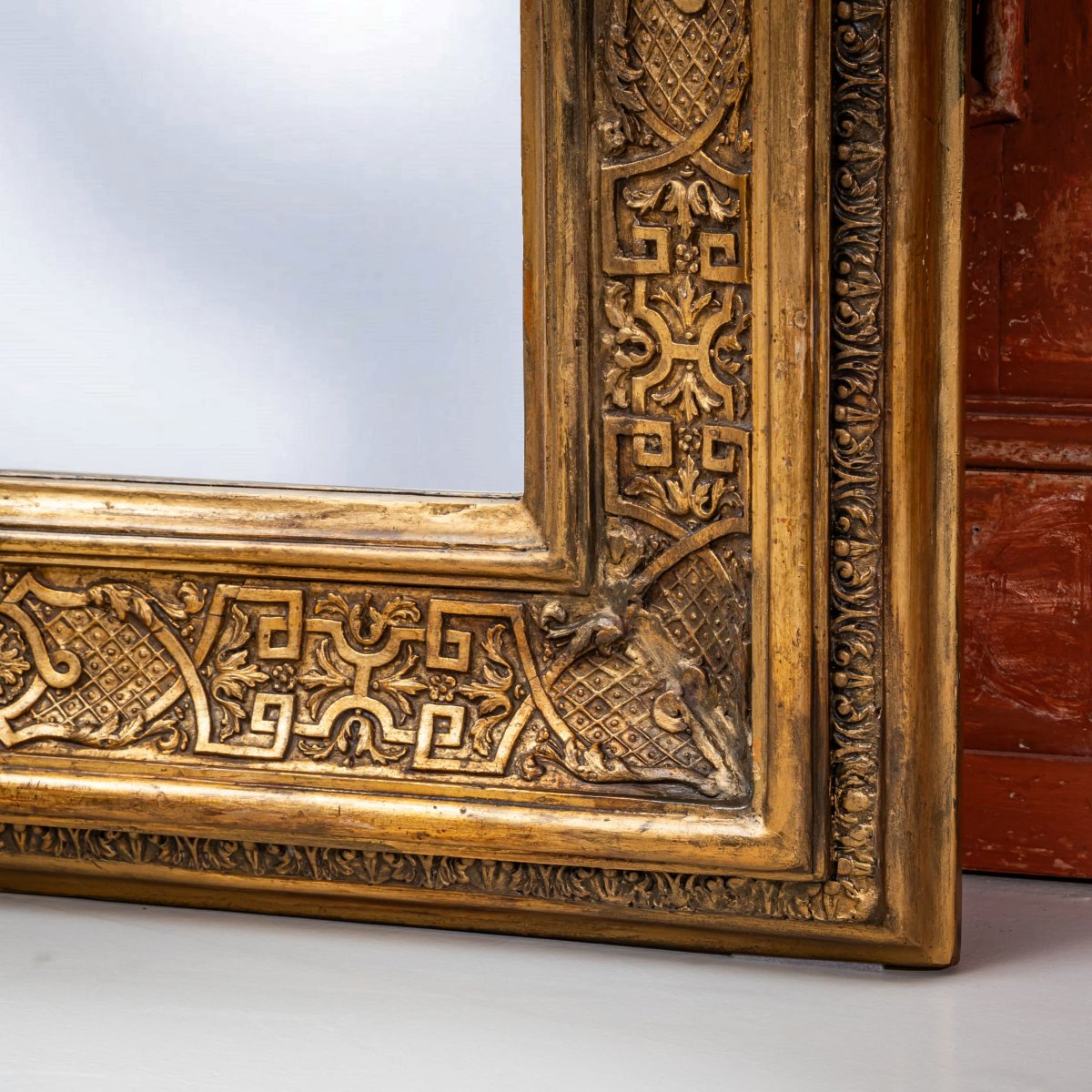 Large Gilt Wall Mirror In The Regency Style, France, 19th Century-photo-2