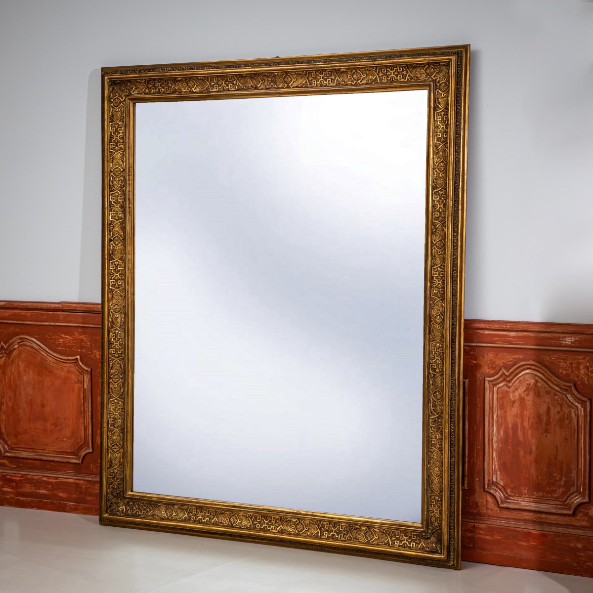Large Gilt Wall Mirror In The Regency Style, France, 19th Century-photo-1