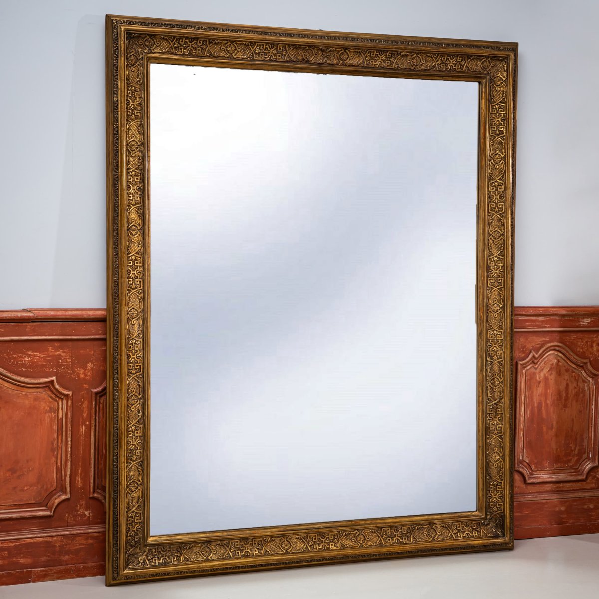 Large Gilt Wall Mirror In The Regency Style, France, 19th Century-photo-5