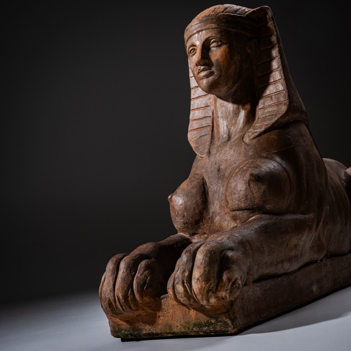 Pair Of Terracotta Sphinxes, 20th Century-photo-4