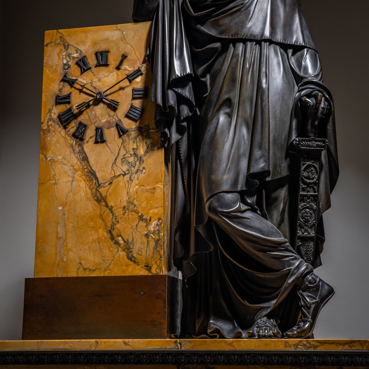 Bronze Mantel Clock, French Restoration Period, Movement Dated 1827.-photo-3