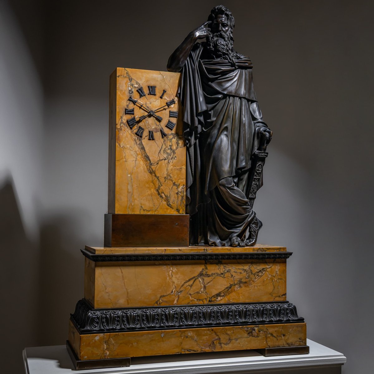 Bronze Mantel Clock, French Restoration Period, Movement Dated 1827.-photo-2